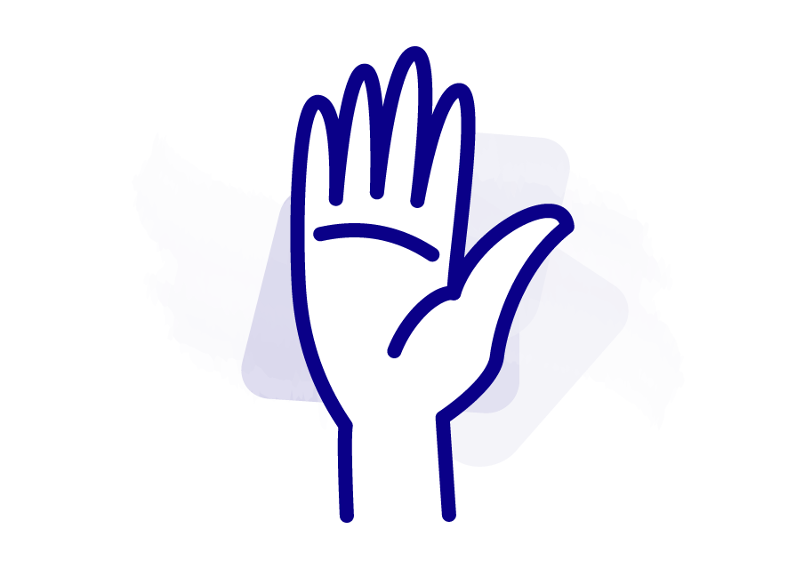 An icon of a raised hand to represent volunteering