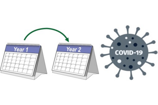 Images of yearly calendars and the covid virus
