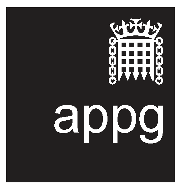 Logo for the All Party Parliamentary Groups - a white portcullis on a black background