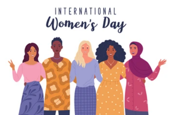 A diverse group of 5 women celebrating International Women´s Day