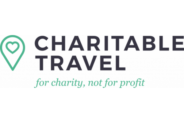 Charitable travel logo with tagline "for charity, not for profit"