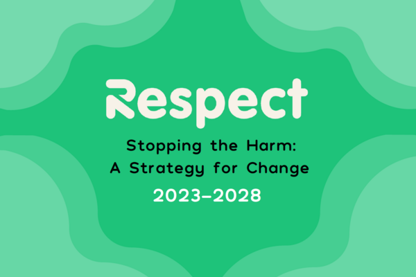 An image of the front cover of Respect's strategy, Stopping the harm: a strategy for change
