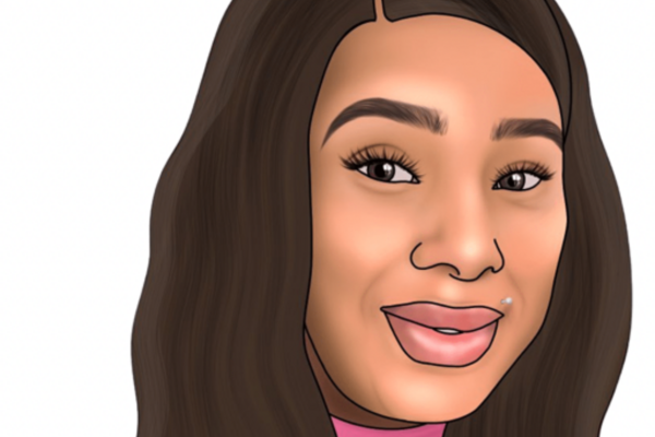 Image of Michaela. Brown hair and a pink t-shirt. mage credit: Meena Kumari, Founder of H.O.P.E Training & Consultancy: #100 women Digital Art Project that raises awareness of and celebrates black, Asian and minority ethnic women working / advocating / campaigning within the domestic abuse & sexual violence sector in collaboration with Daisy M. 