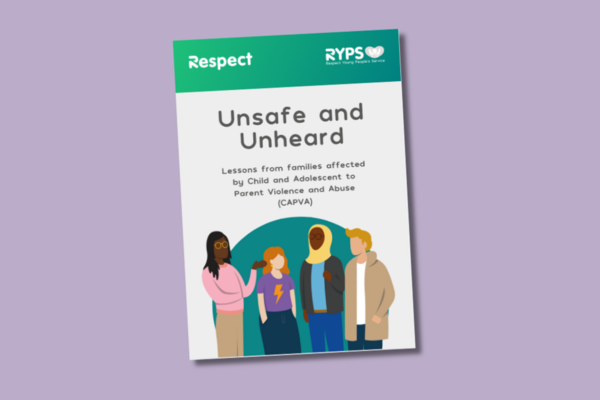 The cover of Respect's report, Unsafe and Unheard, on a purple background.