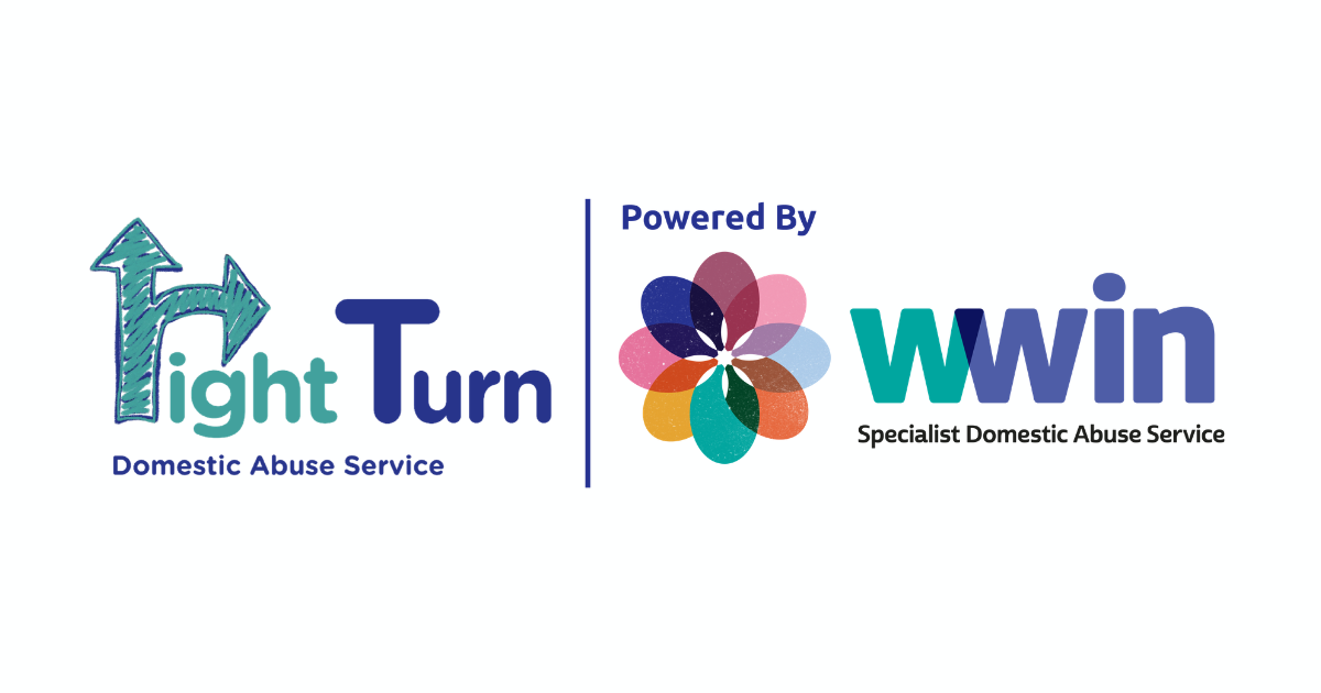 Right Turn and WWIN logos. Flower image next to WWIN 