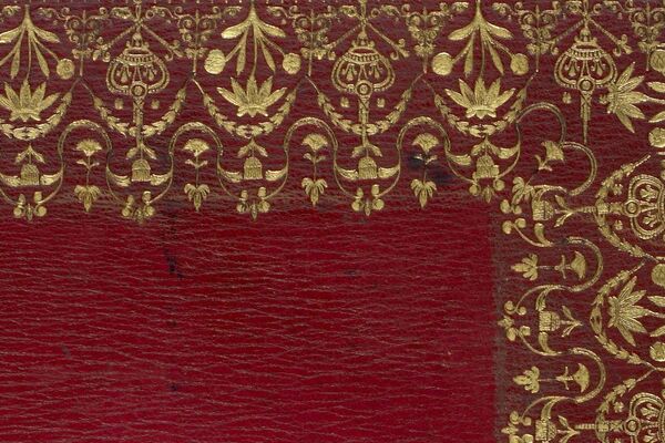 Detail of gold-tooled border on an eighteenth-century binding