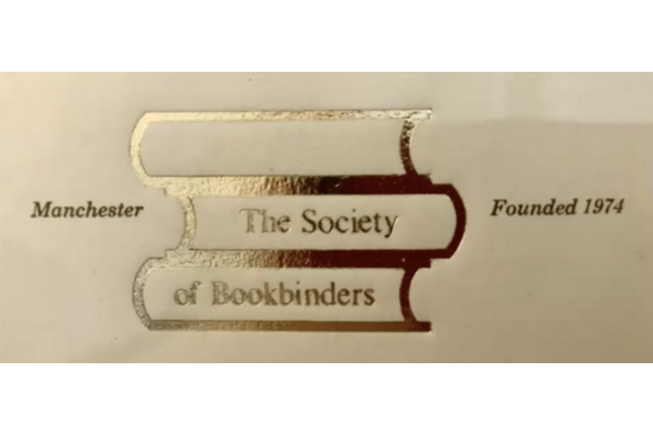 Photo of the Society logo stamped in gold foil