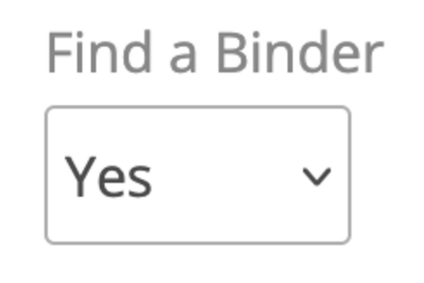 Find a Binder dropdown with "Yes" selected
