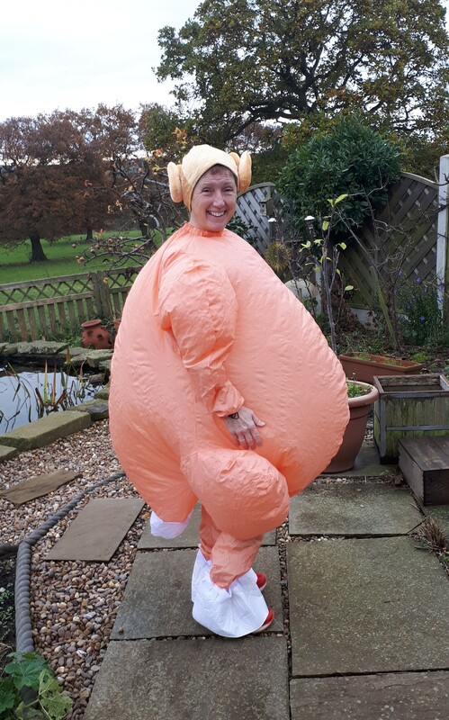 Dressed as a turkey