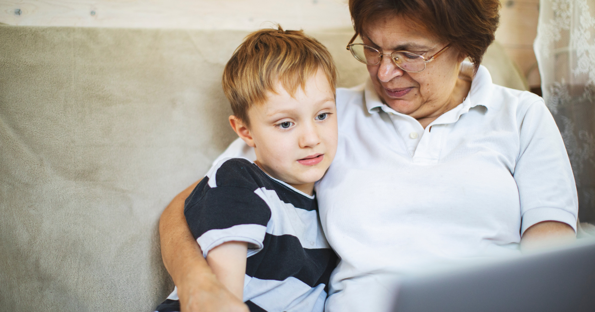 Woman and grandson