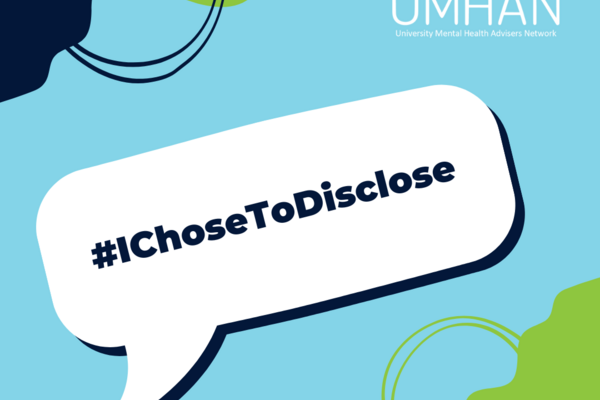 Speech bubble saying "#IChoseToDisclose"