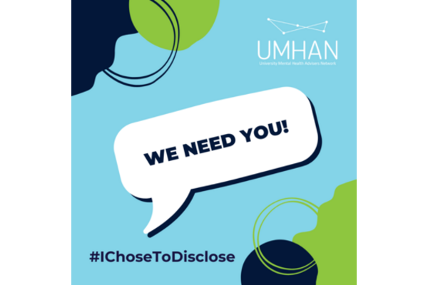 Speech bubble saying "We need you" with #IChoseToDisclose