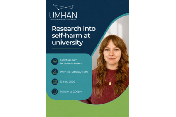 Flyer for event shows picture of the presenter Bethany smiling. She has long auburn hair. 