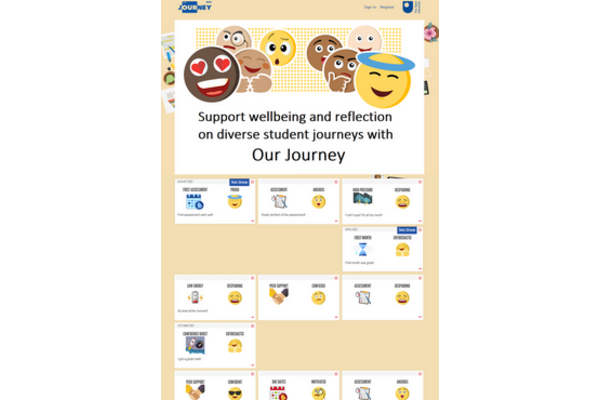Image of Our Journey tool featuring emojis 